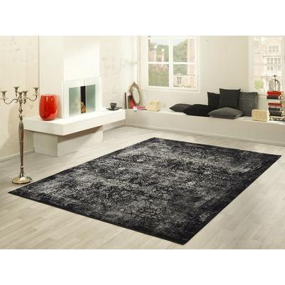 Teppich OCI DIE TEPPICHMARKE "BESTELLER MAGIC", schwarz (schwarz, grau), B:200cm H:8mm L:250cm, Viskose, Teppiche, Teppich, Glanz Viskose, mit Fransen, Hoch Tief Struktur, Vintage, Wohnzimmer