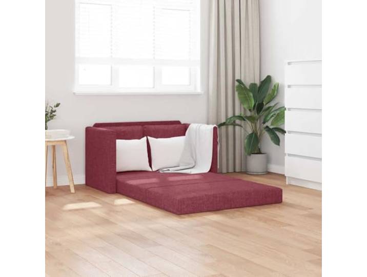 HEFZGDB Bodensofa mit Schlaffunktion Weinrot 112x174x55 cm Stoff 2-in-1 Design faltbares Schlafsofa Metallgestell Bequeme Sitzkissen Wohnzimmer Schlafzimmer multifunktional