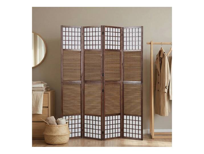Homestyle4u Paravent Raumteiler Indoor Holz Sondergröße 2m Höhe Sichtschutz Schwarz faltbar (3-teilig), Trennwand, faltbar
