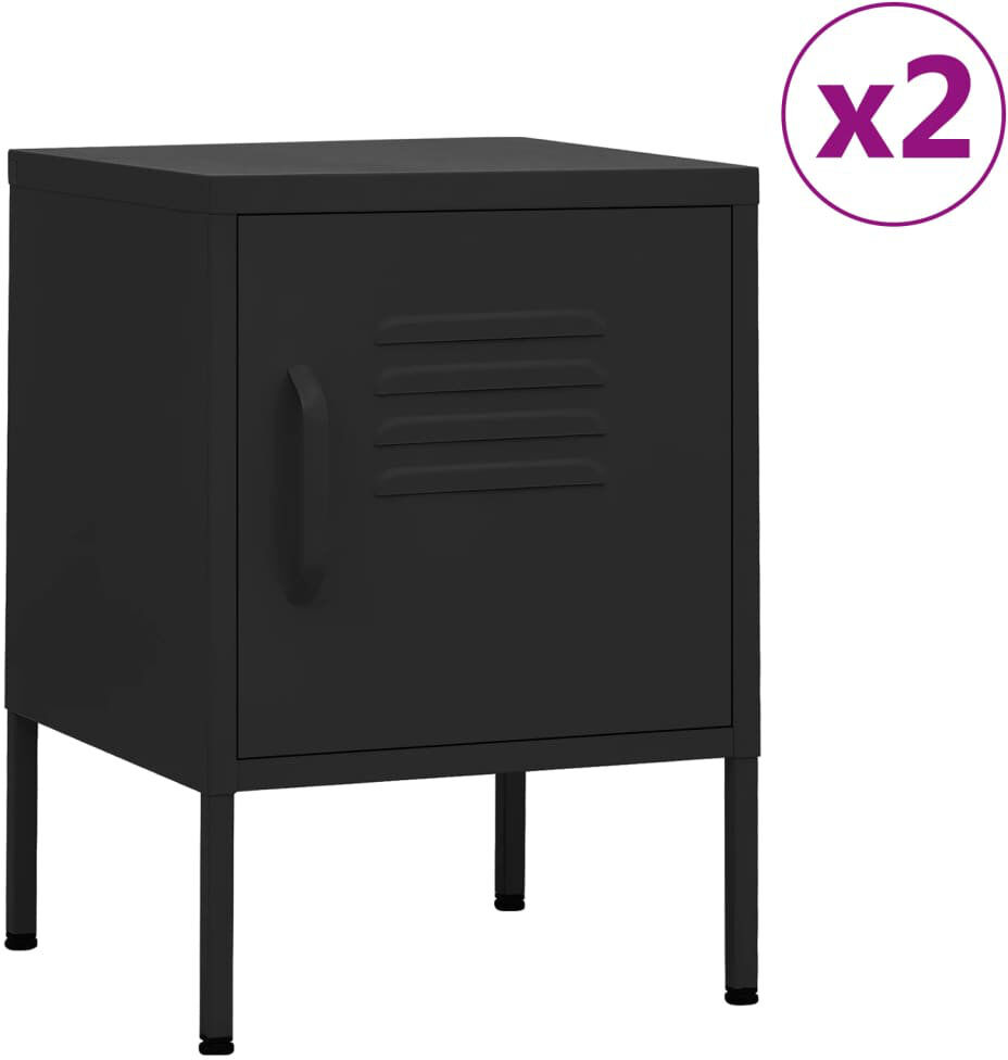 17 Stories Izzabel 35 cm W Steel Bedside Table Black 51cm H X 35cm W X 35cm D