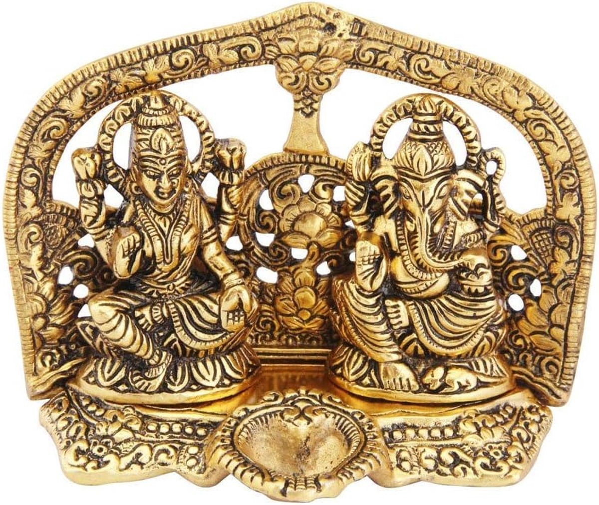 Ganesha en Lakshmi Standbeeld voor Diwali Decoratie en Puja Aanbidding
