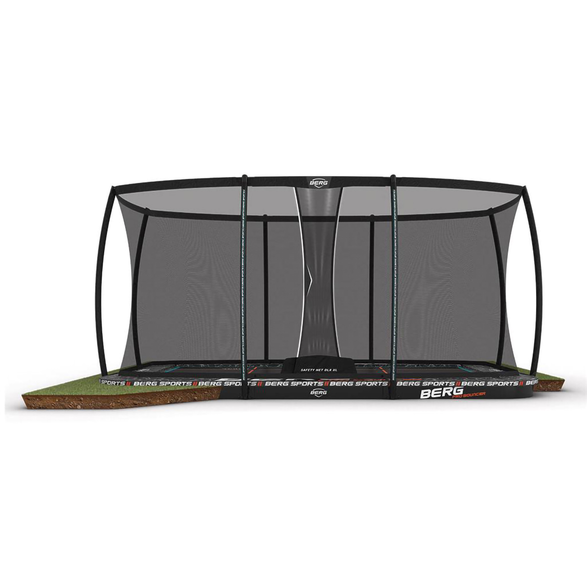 BERG Trampolin Rechteckig 500 x 300 cm cm Ultim Pro Bouncer FlatGround + Safety Net DLX XL