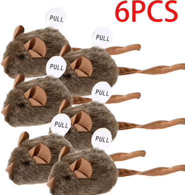 Inspire Curations TinyPounce Plush Mouse Cat Chew Toy 6pcs