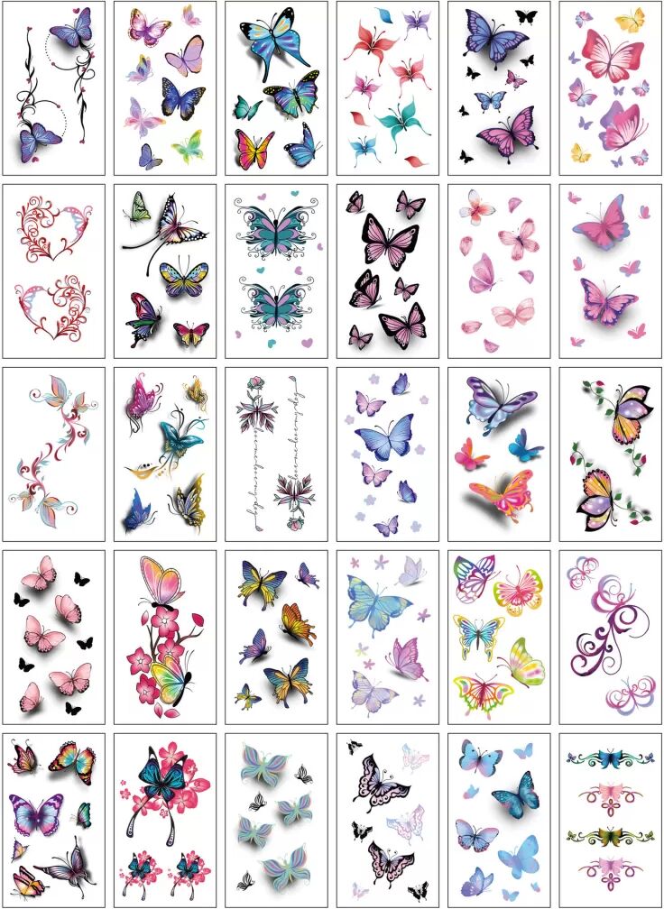 INF Schicke temporäre Tattoos: 30 einzigartige kleine Tattoo-Aufkleber Set