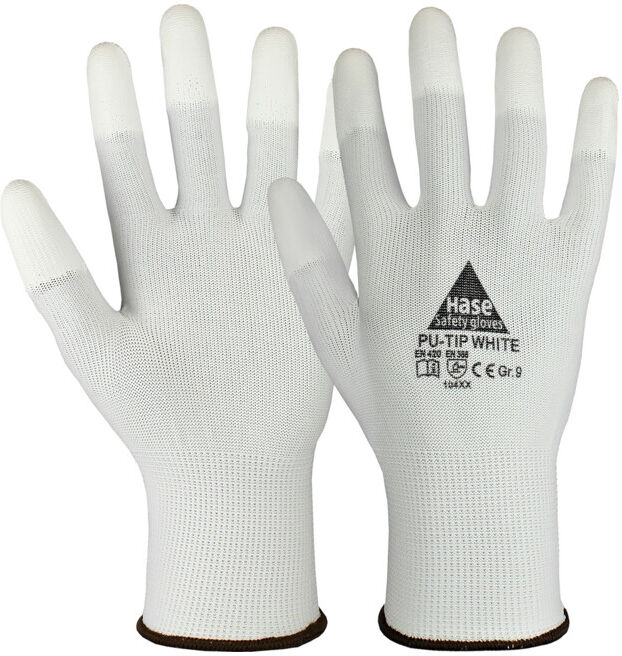 Hase PU-Tip-White Gants de montage en polyester Taille 10 (509515-10)