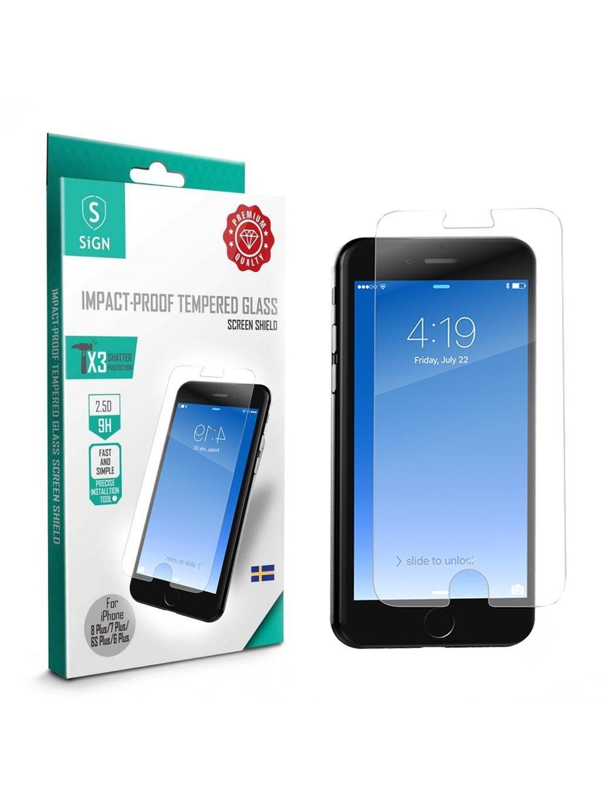 SiGN iPhone 6/6S/7/8 Plus Screen Protection Tempered Glass