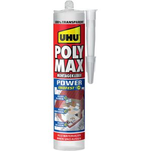 UHU Montagekleber 47855 POLY MAX POWER, 300g, Baukleber, schnellhaftend & flexibel, glasklar