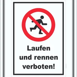 HB-Druck Laufen und Rennen verboten Schild A3 Rückseite selbstklebend