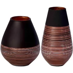 VASEN-SET SOLIFLOR Manufacture Swirl schwarz-kupfer 2-tlg.