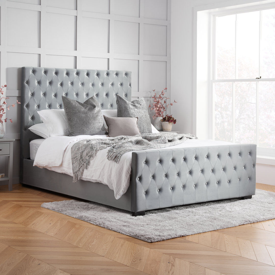 Ophelia & Co. Evelien Upholstered Panel Bed Gray Double (4'6)