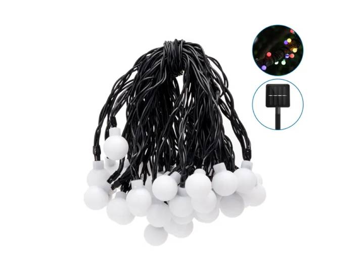 Aigostar Guirlande lumineuse solaire LED, boules laiteuses RGB 10 m