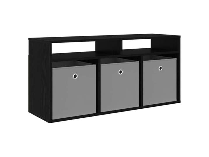 Makastle TV-Lowboard Schwarz Eichen-Optik 102x32x48,5 cm