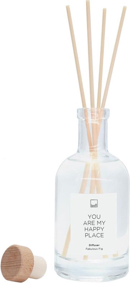 Leeff Diffuser met Geurstokjes - Fabulous Fig - You Are My Happy Place - Cadeaupakket
