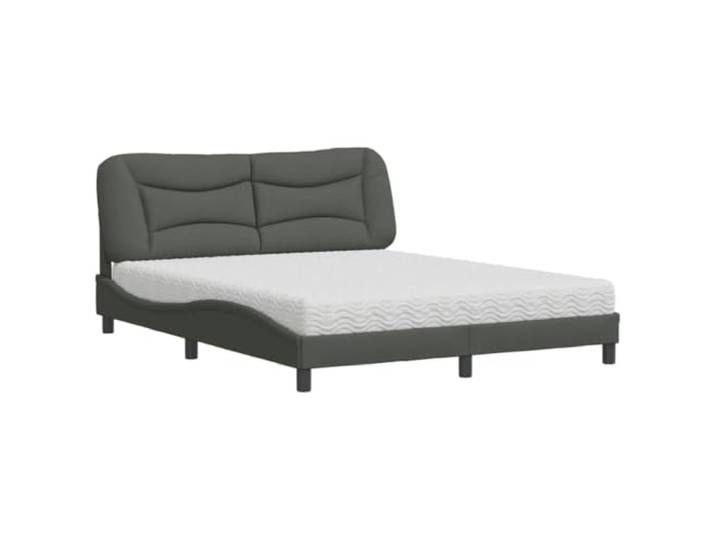 PUGYNBK Bett mit Matratze Hvar, Dunkelgrau, 160 x 200 cm Lattenrost, 22D-Schaumstoff, Härtegrad H2/H3, Kopfteil für Unterstützung, gewelltes Design