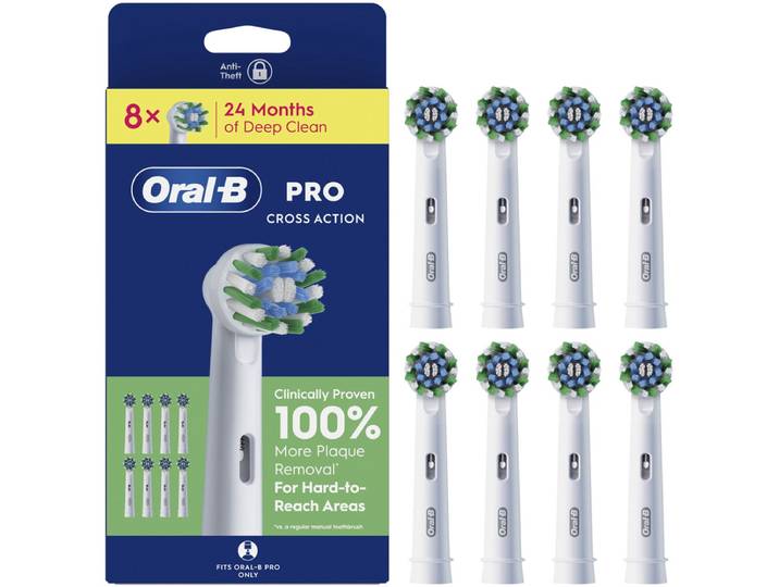 Oral-B Pro Cross Action Opzetborstels - Wit - 8 Stuks