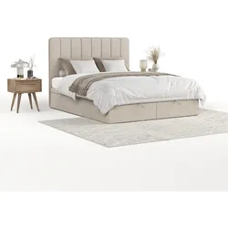 POLSTERBETT Vienna mit Stauraum 160/200 cm Hellbeige im Megan Stoff