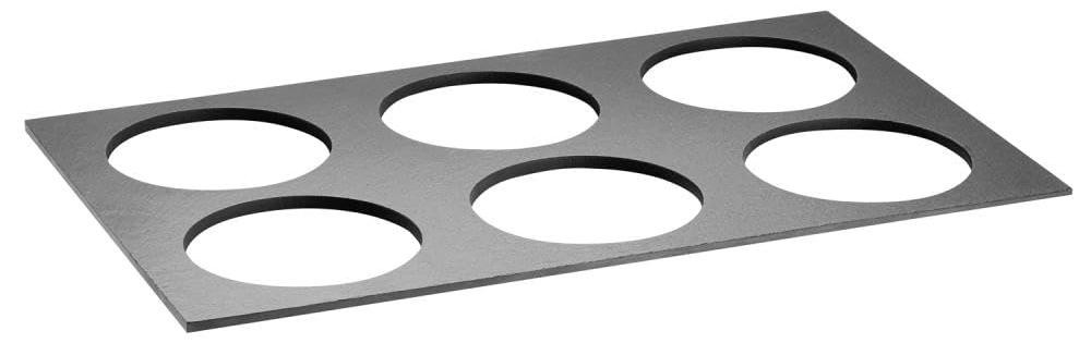 Dripio GN 1/1 natuursteenplaat, 53 x 32,5 cm, met 6 uitsparingen van Ø 13 cm