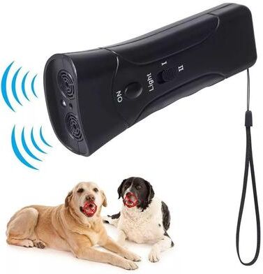 Everyday Crate Ultrasonic Dog Repeller & LED Portable Dog Training Device For Bark Control Double Black