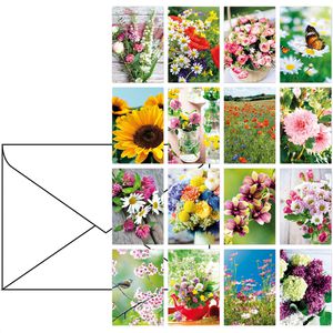 Böttcher-AG Grußkarten 99sk6695, Blumen sortiert, 115 x 170mm, Klappkarten mit Umschlag, 100 Stück