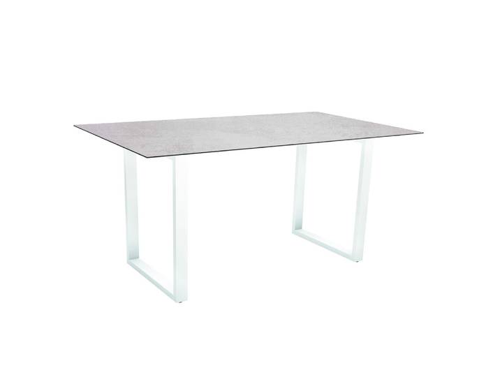 Stern Kufentisch Aluminium weiß mit Tischplatte Silverstar 2.0,