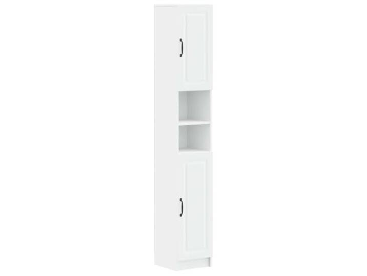 WEMYUFURN Badezimmerschrank Utrecht mit Offenem Regal, Weiß, Holzwerkstoff Umkehrbare Tür, mehrere Regale, schlankes Profil, feuchtigkeitsbeständig, einfache Wartung, modernes Design