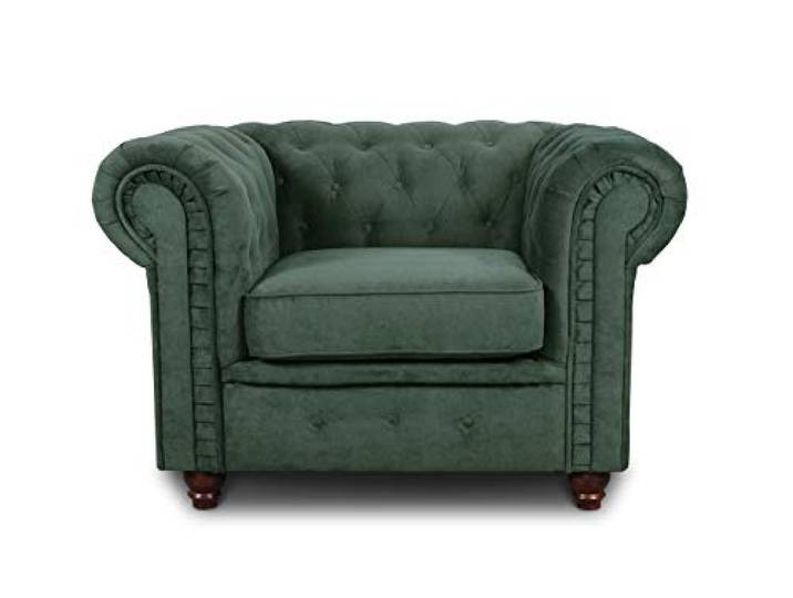 Sofnet - Sessel Chesterfield Asti (Grün, Capri 74) Couchsessel, Loungesessel, Glamour Design, Holzfüße, bequeme Polsterung, stilvoll für Wohnzimmer