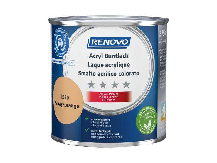 Renovo Acryl-Buntlack Papayaorange Glänzend 375 ml