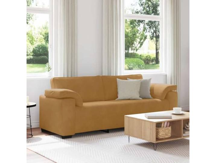 HEFZGDB 3-Sitzer-Sofa Braun 178 cm Samt Stoffbezug Relaxsofa mit gepolsterten Sitzflächen und robustem Metallgestell für Wohnzimmer Schlafzimmer Arbeitszimmer Entspannung Komfort