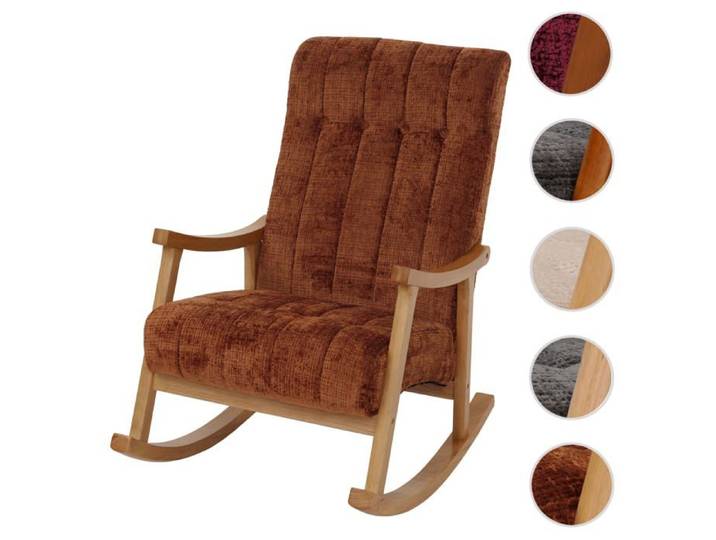 MCW Fauteuil à bascule MCW-K10 chenille (465g/m²) terracotta piètement naturel