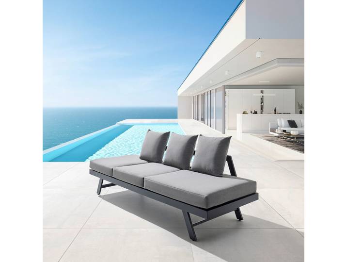Relaxliege Metall, Textil Dunkelgrau