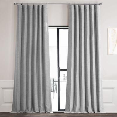 Exclusive Fabrics Grey Bellino Textured Faux Linen Room Darkening Curtains For Bedroom (1 Panel)