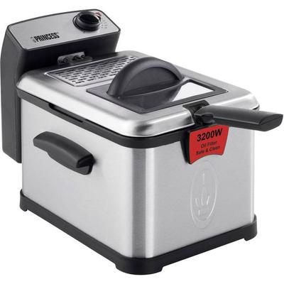 Princess Superior Kaltzonen Fritteuse 3 l 3200 W mit manueller Temperatureinstellung Edelstahl, Schwarz