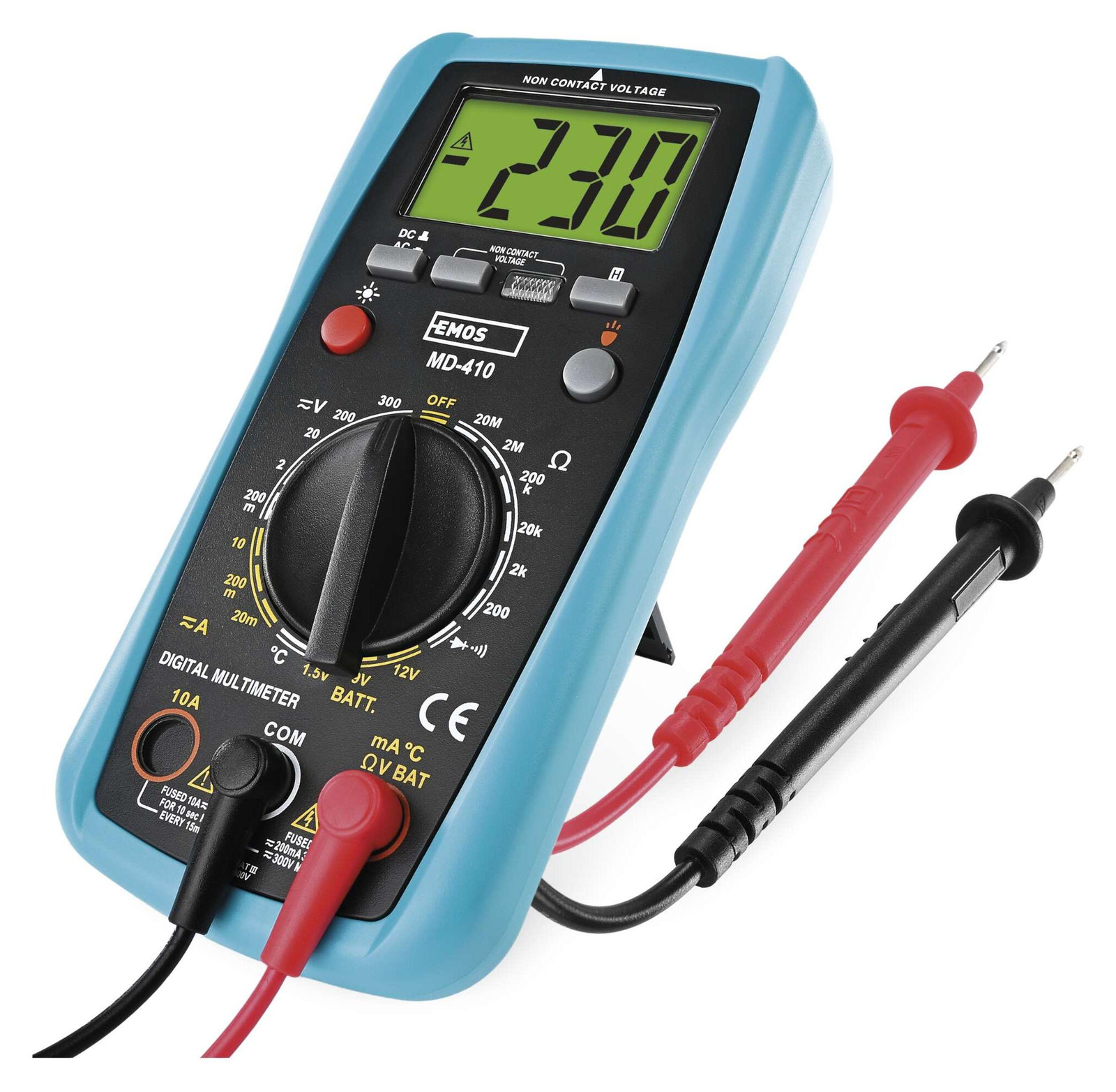 EMOS Digitaal Multimeter M3691N CATIII 300 V met Meetpennen, 2000 Tellingen, AC/DC, Geheugenfunctie en Continuïteitstest