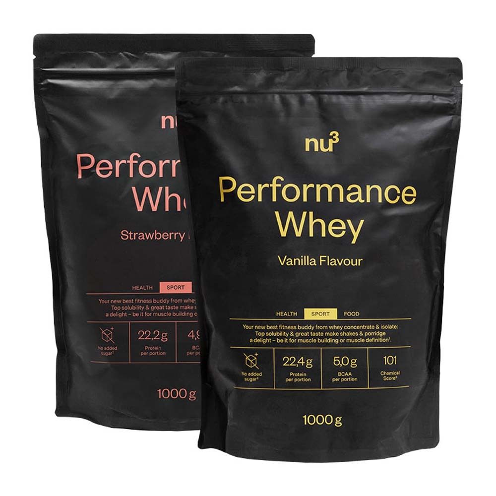 nu3 Performance Whey Probierpaket Vanille + Erdbeer 2x1000 g Pulver