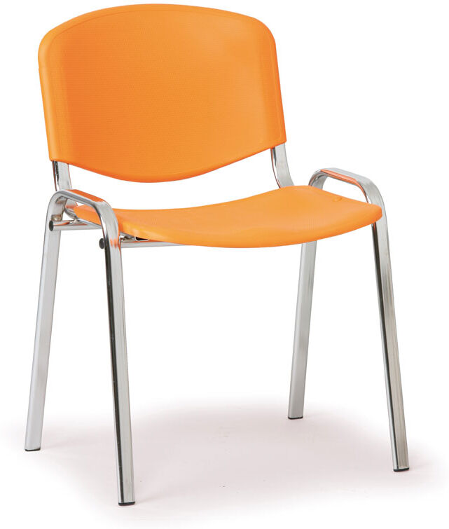 B2B Partner Kunststoffstuhl ISO, orange, verchromte Konstruktion