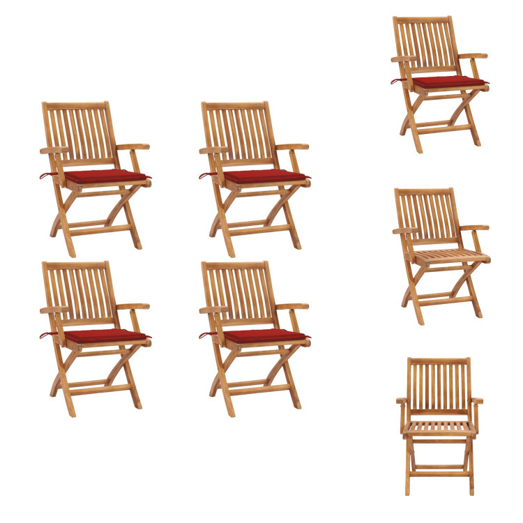 vidaXL Klappbare Gartenstühle mit Kissen 4 Stk. Massivholz Teak - Gartenstühle