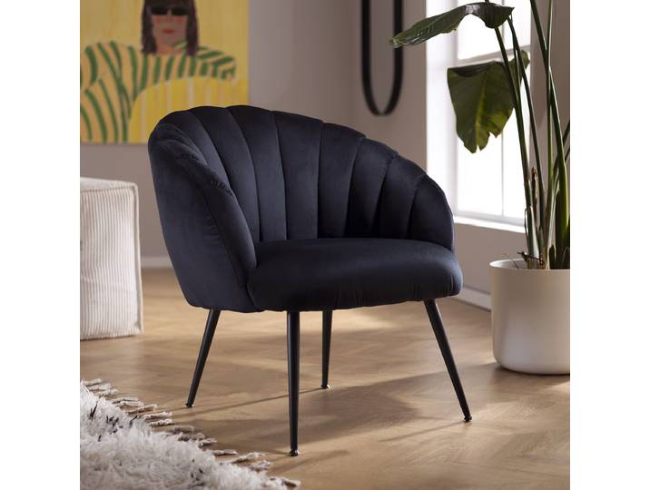 Fauteuil Noir/Noir Velours 75 x 80 x 78cm