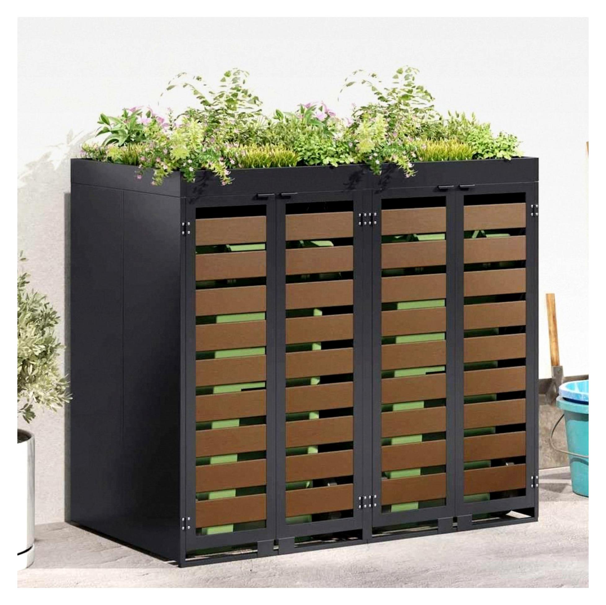 Mülltonnenbox mit Rollen für 3 Mülltonnen, Anthrazit