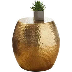 Beistelltisch `Enns`: Orientalisch, Hammerschlag-Struktur, Aluminium. Gold, 42x42x42 cm | Kadima Design