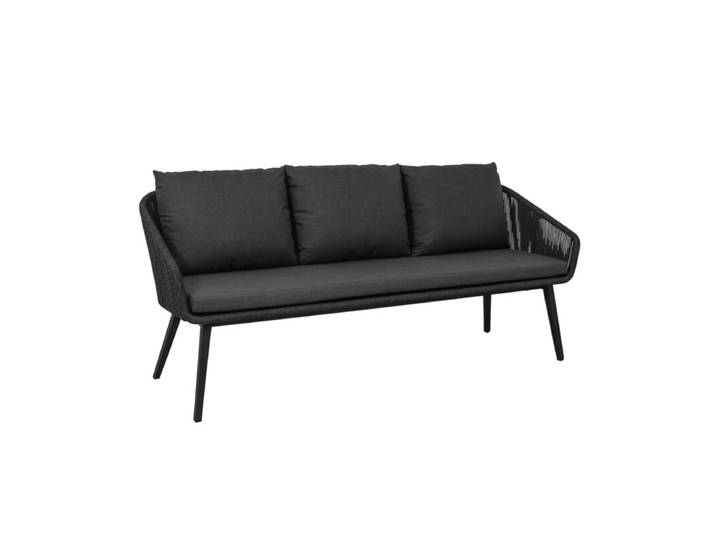 CASA DOMA Ribera Diningbank Rundform, Beine eckig - Rope anthrazit – vertikal rund Modern Country