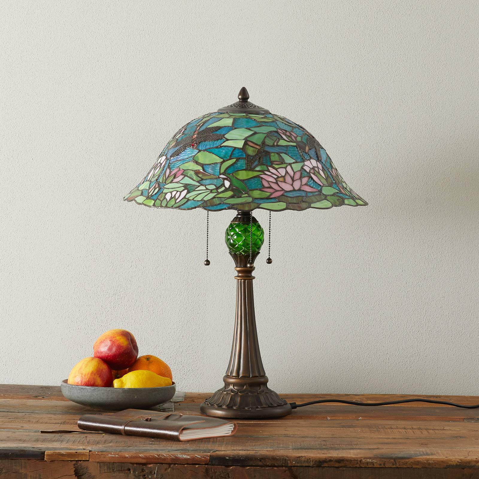 Clayre&Eef Tiffany Table Lamp Waterlily, Multicolour, Living / Dining Room, Glass, Tiffany, Table Lamp