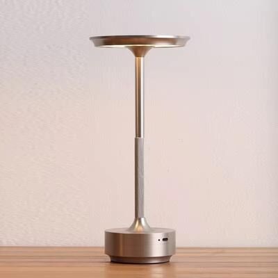 Rare Purchases Wireless Simple LED Desk Lamp, Retro Charging Table Lamp, Restaurant Bar Light, Dimming Atmosphere Touch Read Lamp silver