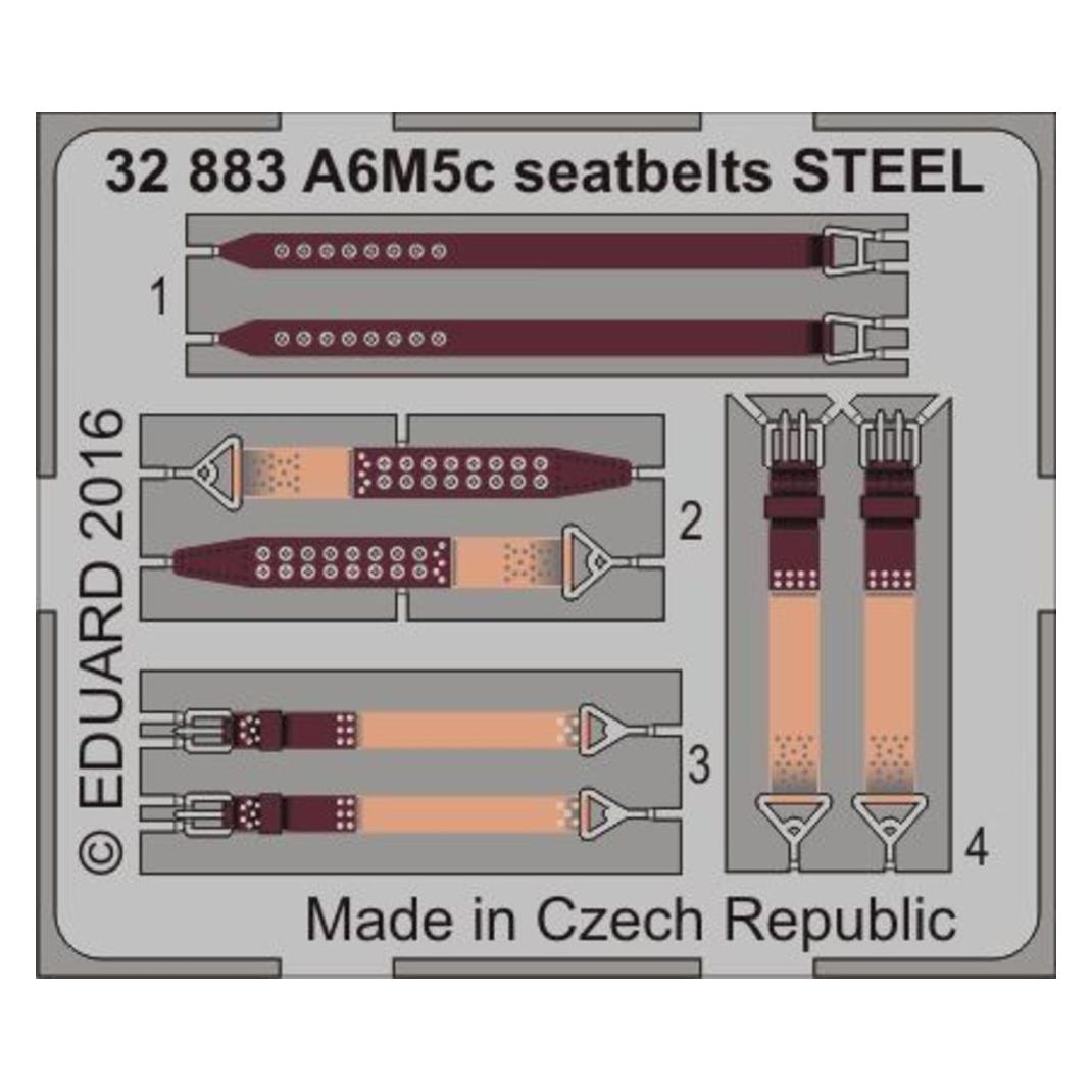 Eduard A6M5c seatbelts STEEL for Hasegawa (32883)