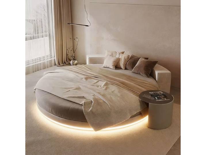 Lit rond italien 180x200 pour chambre à coucher, style européen français, luxe simple, lit double princesse, mobilier de maison nordique moderne