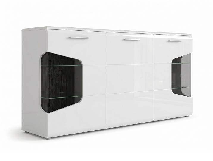 Bahut 3 portes Corel Blanc Mat/blanc Brillant - Basika