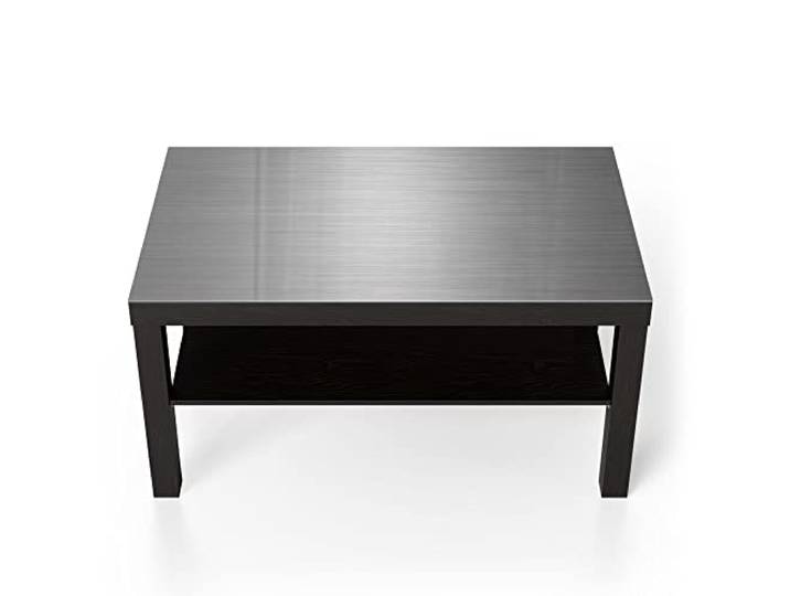DEQORI Glastisch schwarz groß 90x50 cm Motiv Gebürstetes Aluminium ausgefallener Beistelltisch aus Glas Hochglanz Couchtisch fürs Wohnzimmer moderner Couch Tisch mit Design