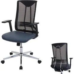 Bürostuhl MCW-J53, Drehstuhl Schreibtischstuhl, ergonomisch Kunstleder ~ blau-grau