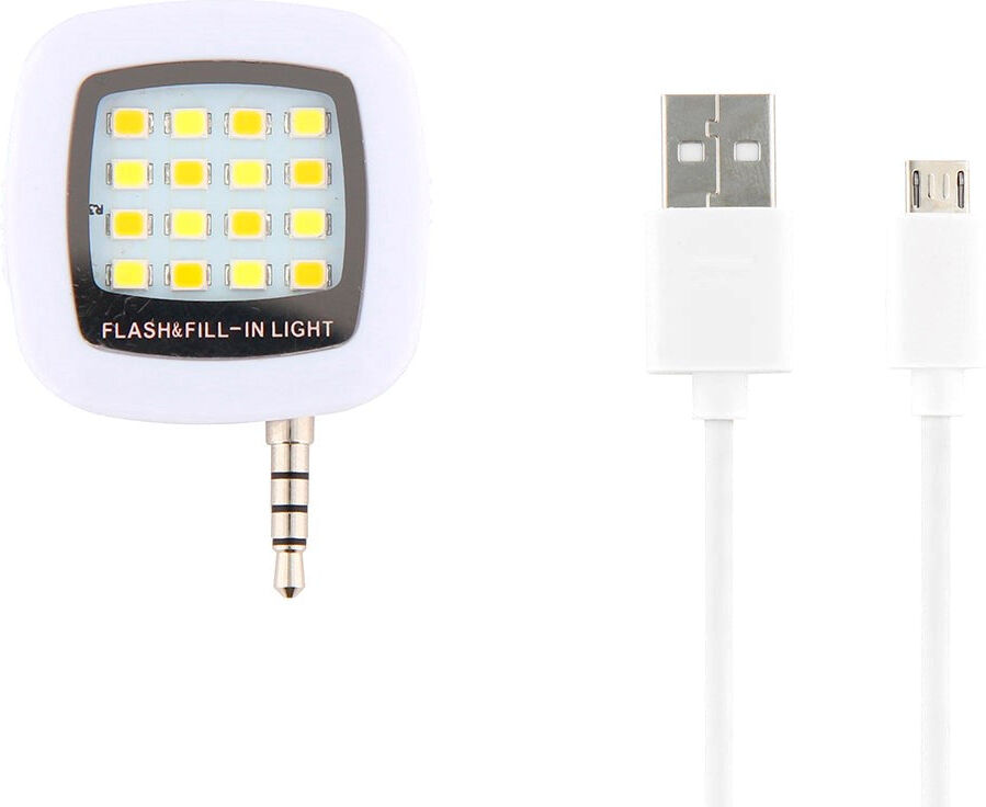 T'NB Flash Til Smartphone med Opladningskabel & Indbygget Jackstik - Hvid
