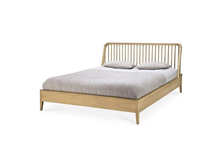 ETHNICRAFT lit SPINDLE pour matelas de 160x200 cm (Naturel - chêne)