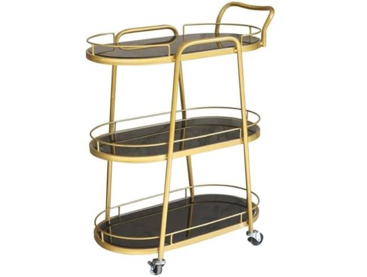 DFHetFH Rollwagen 3-stufiger Moderner Servierwagen Aus Metall Mit Rädern Für Den Küchenwagen Zu Hause Küchenwagen(Gold)